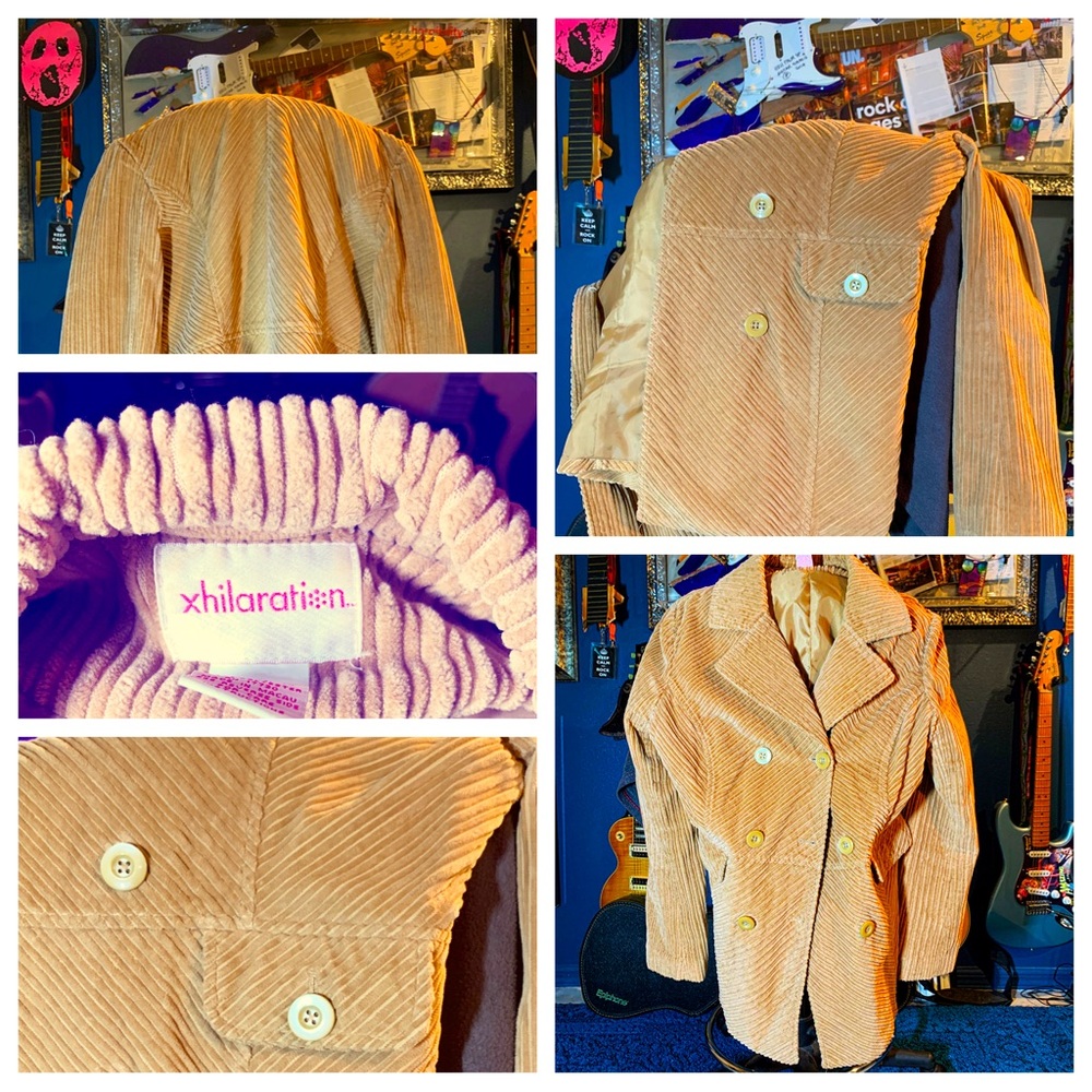 Xhilaration women’s winter chord jacket beige color size L cotton button front